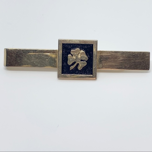 Vintage Gold Swank Four Leaf Clover Tie Bar - Picture 2 of 5